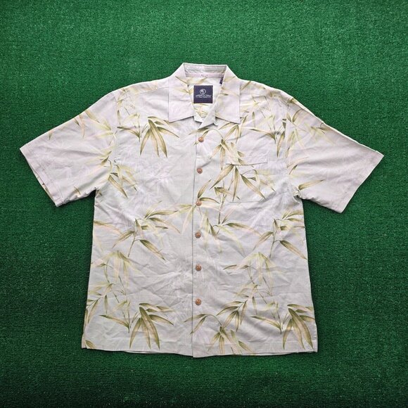 Jamaica Jaxx Camp Shirt Mens Large Floral Button Up Hawaiian‎ Beach 100% Silk - Picture 1 of 8